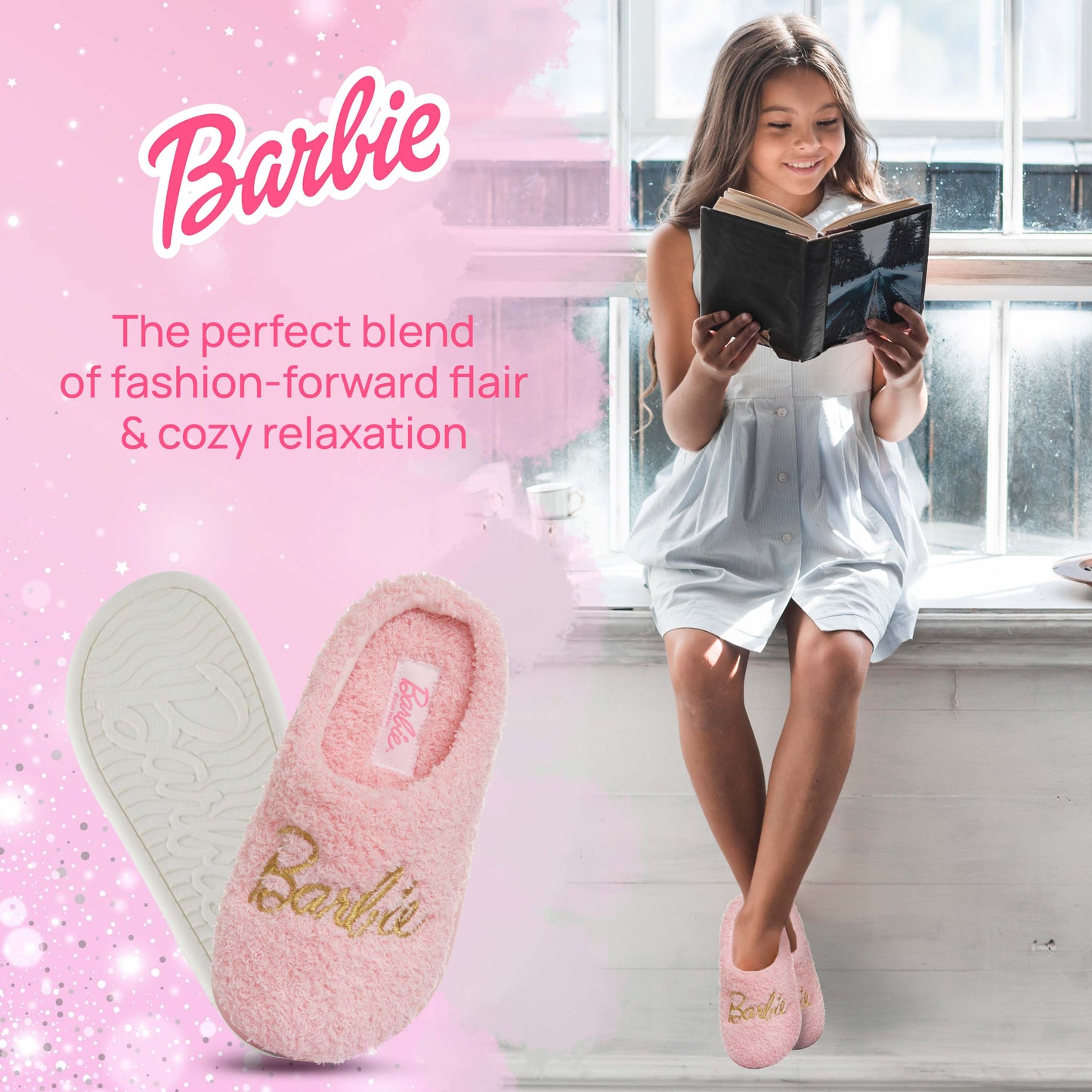 Barbie Fuzzy House Slip-On Slippers for Girls