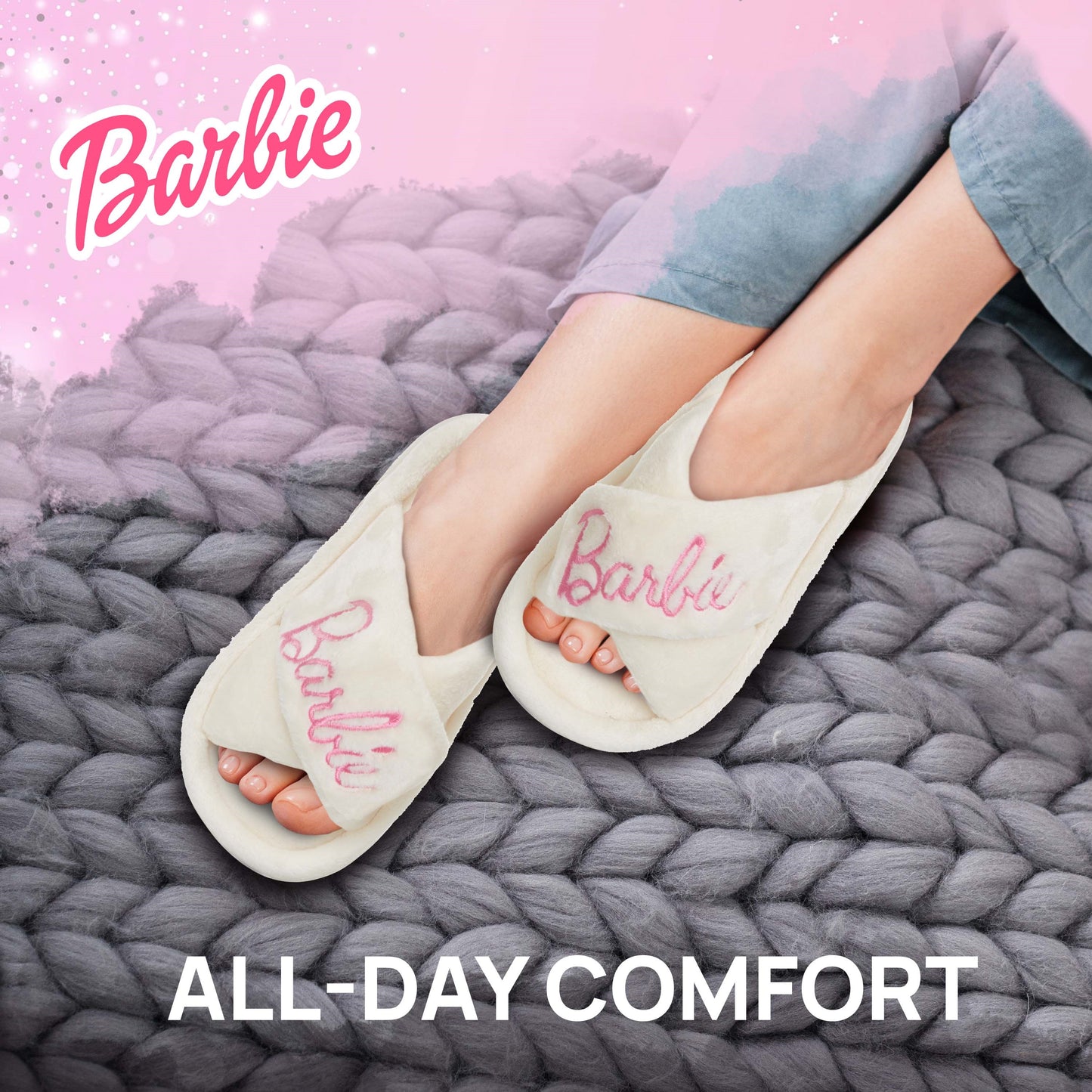 Barbie Fuzzy House Slip-On Slippers for Women