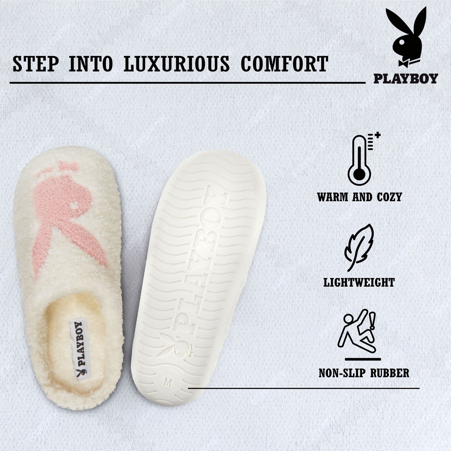 Playboy Fuzzy House Slip-On Slippers for Women