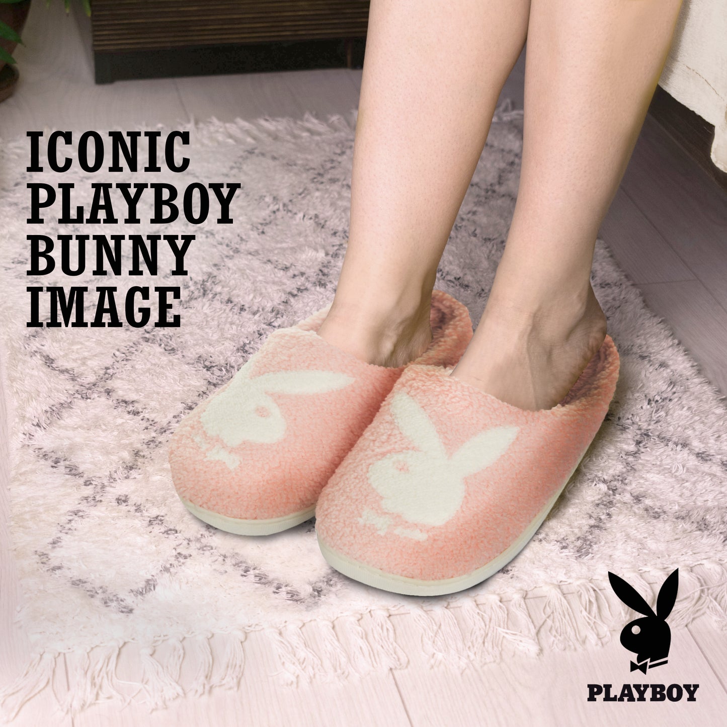 Playboy Fuzzy House Slip-On Slippers for Women