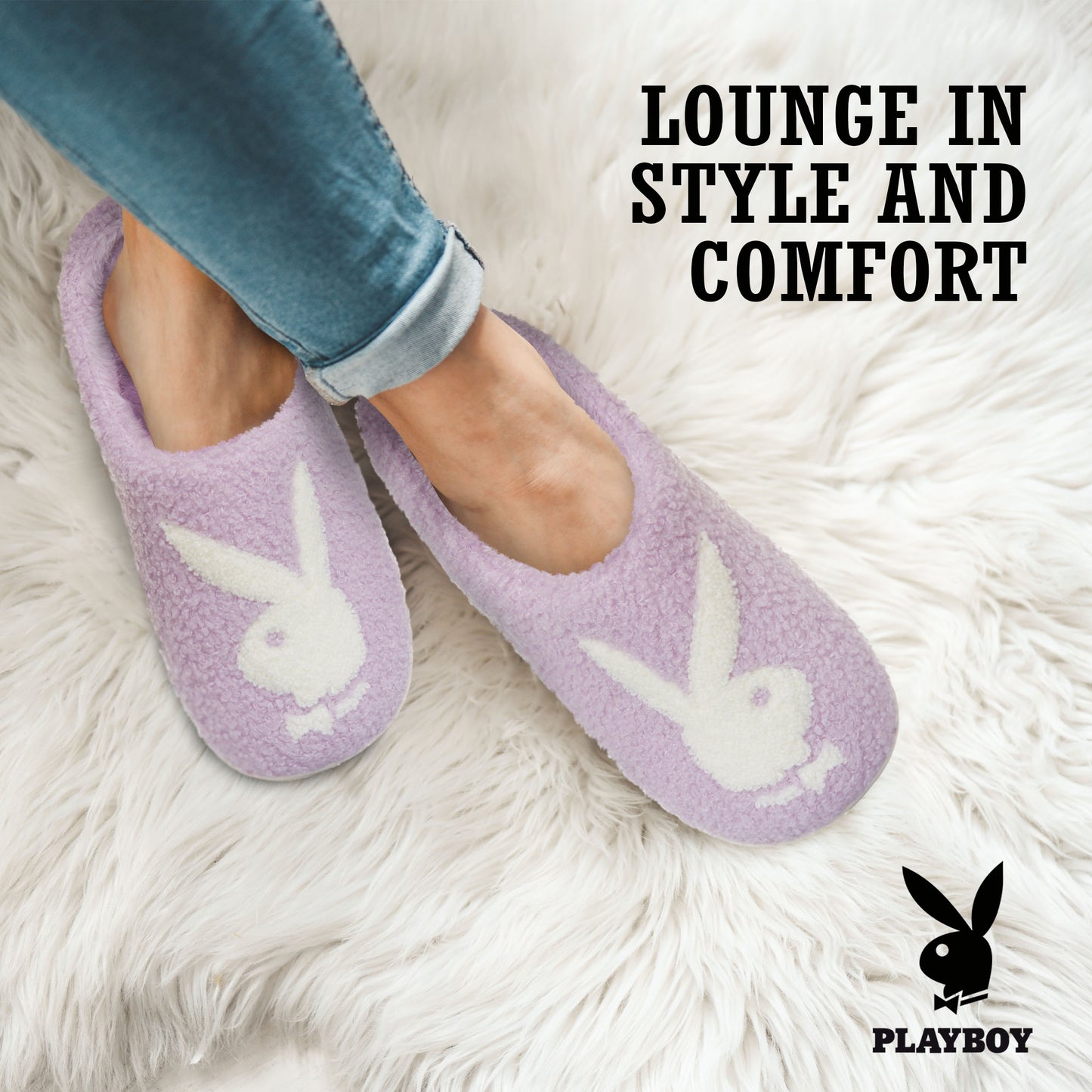 Playboy Fuzzy House Slip-On Slippers for Women