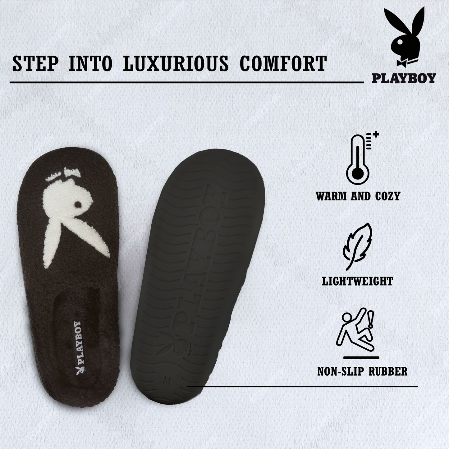 Playboy Fuzzy House Slip-On Slippers for Men