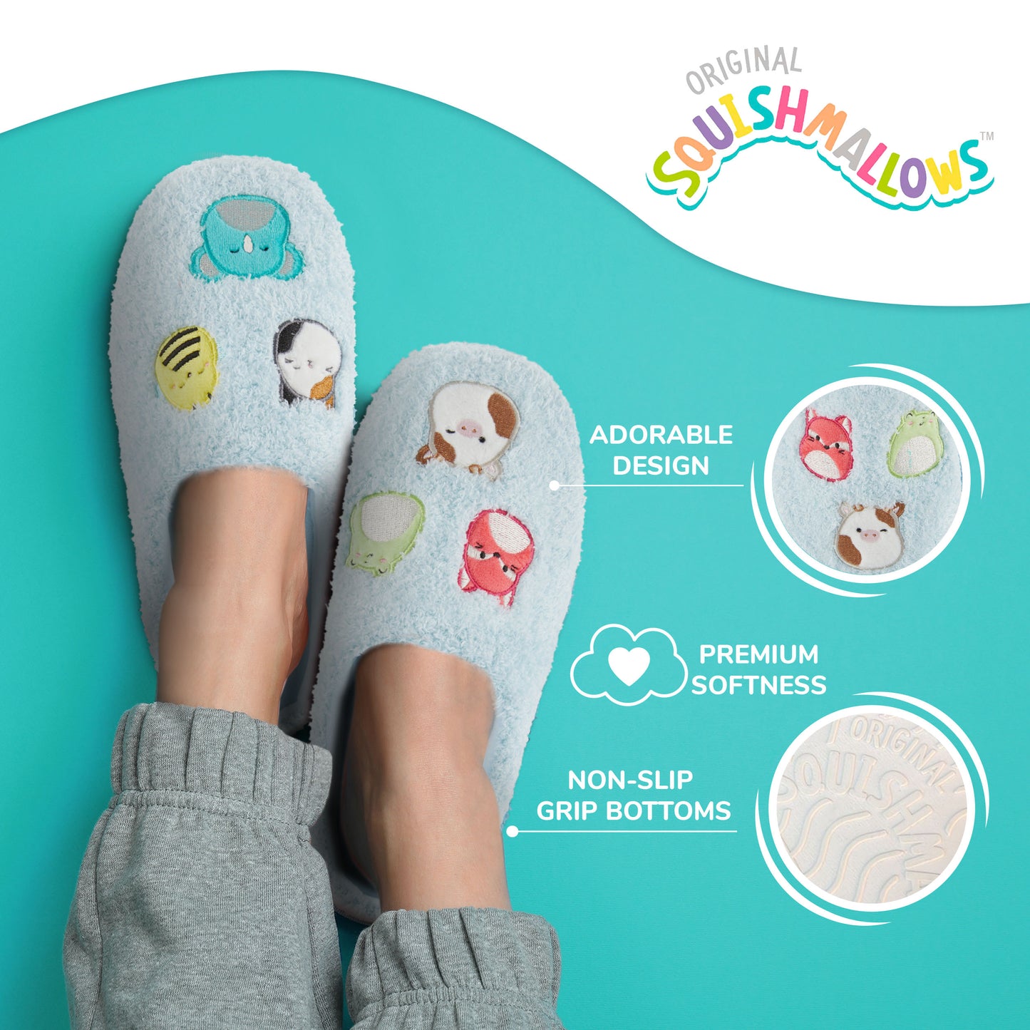 Squishmallows Fuzzy Slip-On Slippers for Women and Kids